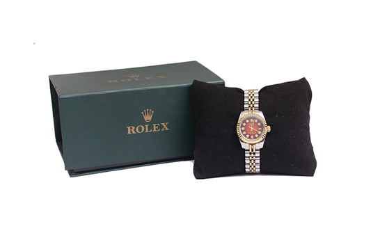 Rolex Ladies Datejust – Red Dial Two-Tone Jubilee Bracelet