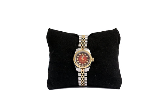 Rolex Ladies Datejust – Red Dial Two-Tone Jubilee Bracelet
