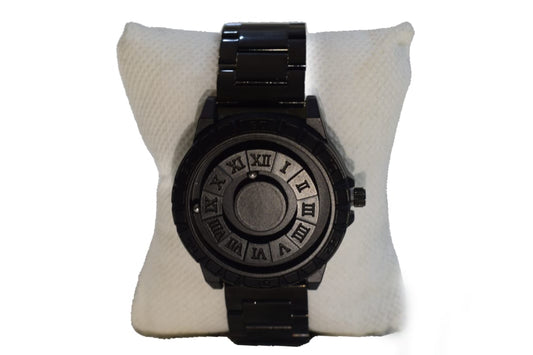 EUTOUR Waterproof Magnetic Ball Men’s Watch – Black Stainless Steel Chain