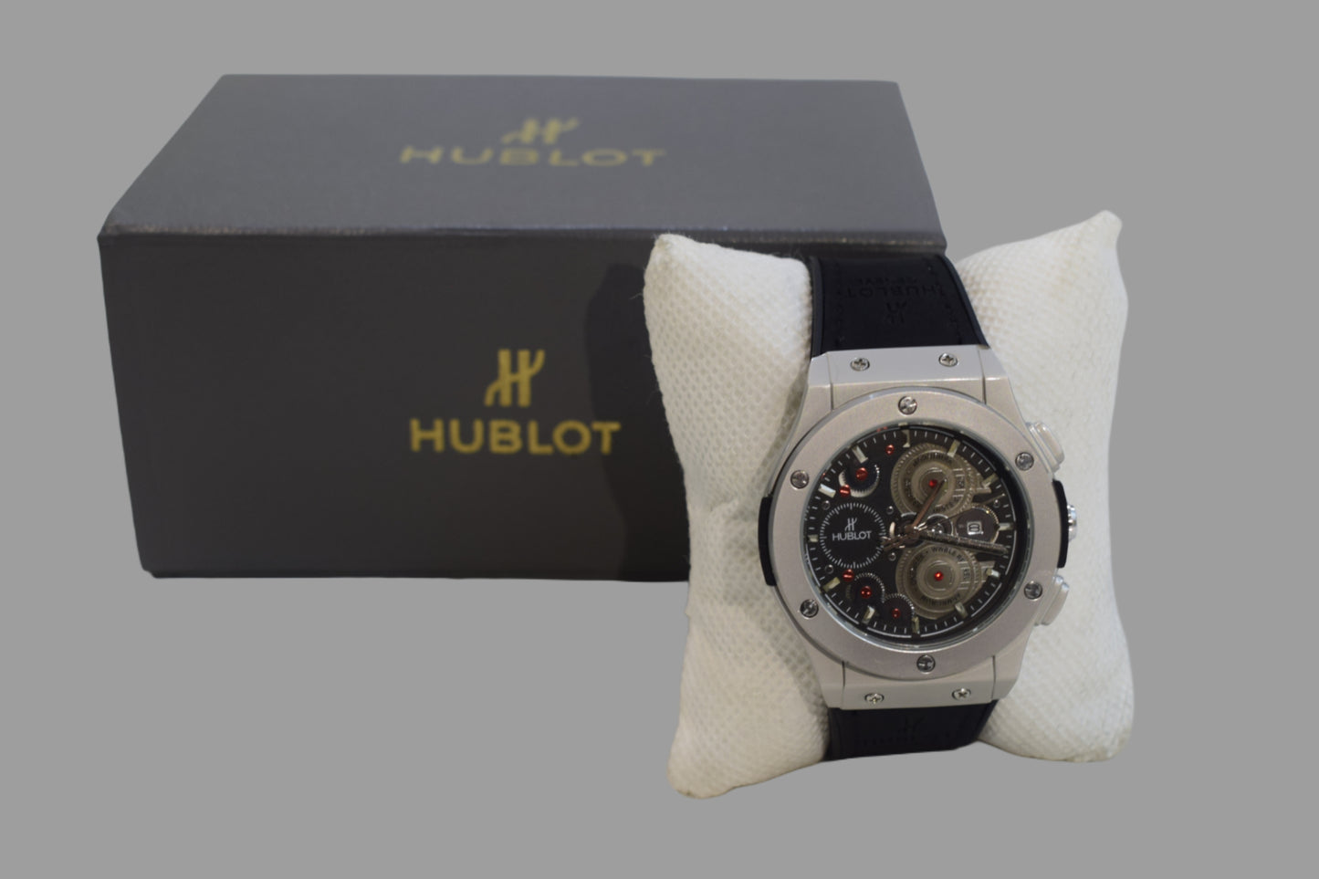 Hublot Big Bang Chronograph – Black and silver Dial - Black Leather Strap