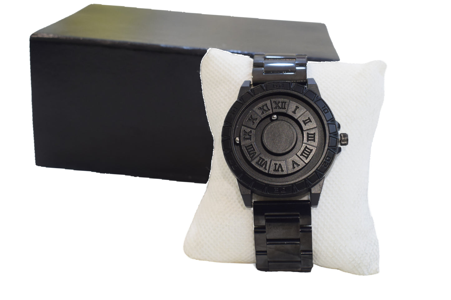 EUTOUR Waterproof Magnetic Ball Men’s Watch – Black Stainless Steel Chain