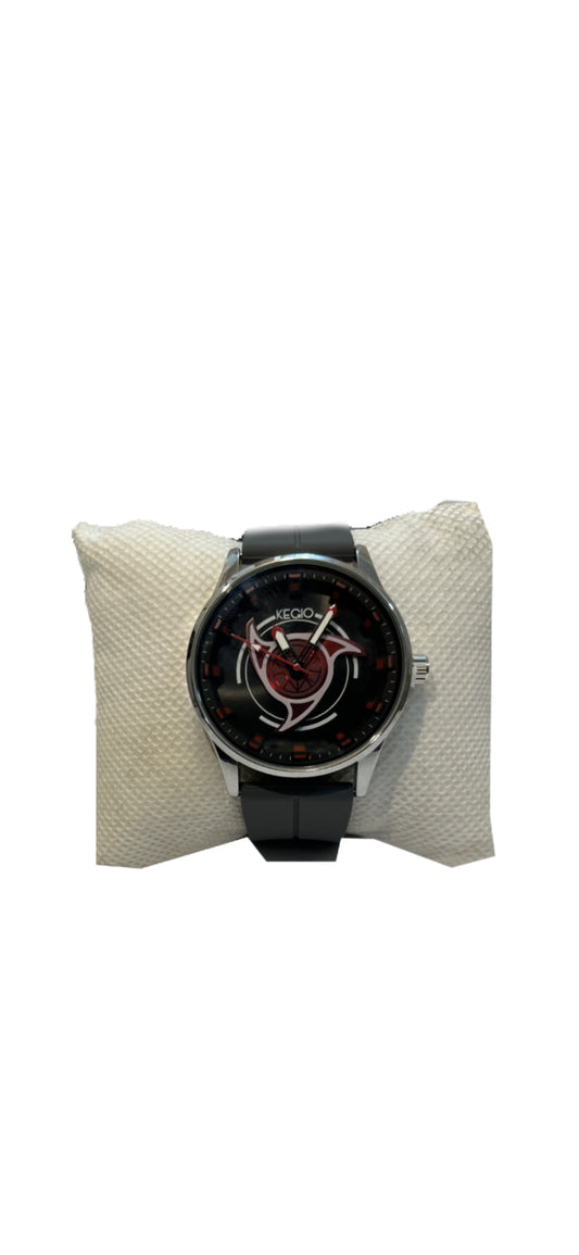 KEGIO Waterproof Spinning Dial Watch – Black & Red Edition