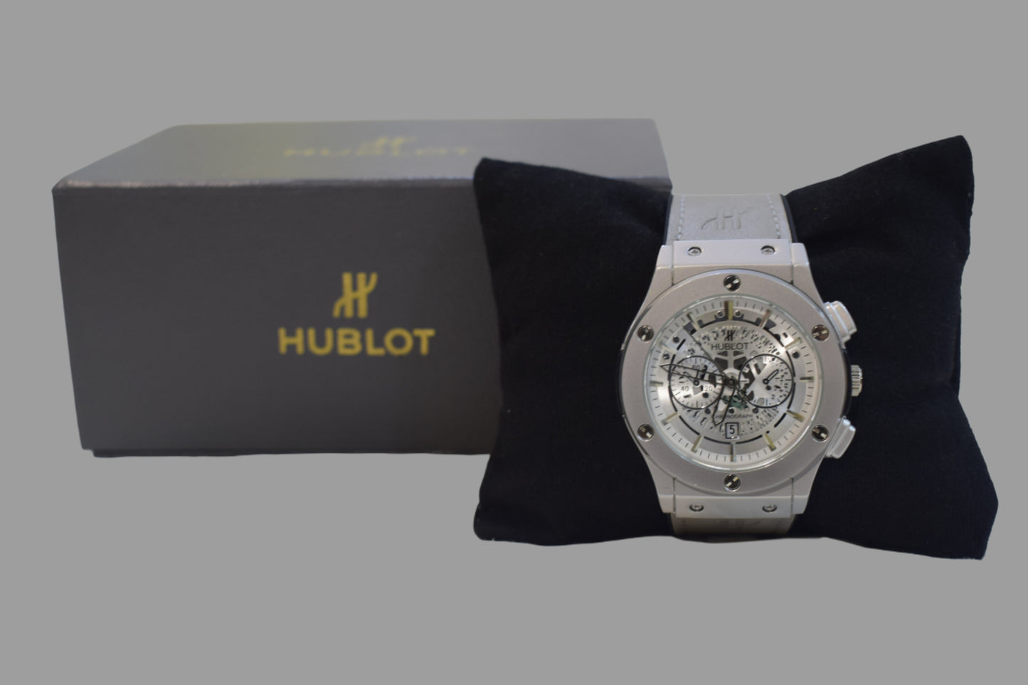 Hublot-Inspired Chronograph with Leather Strap