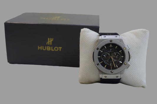 Hublot Big Bang Chronograph – Silver Dial - Black Leather Strap