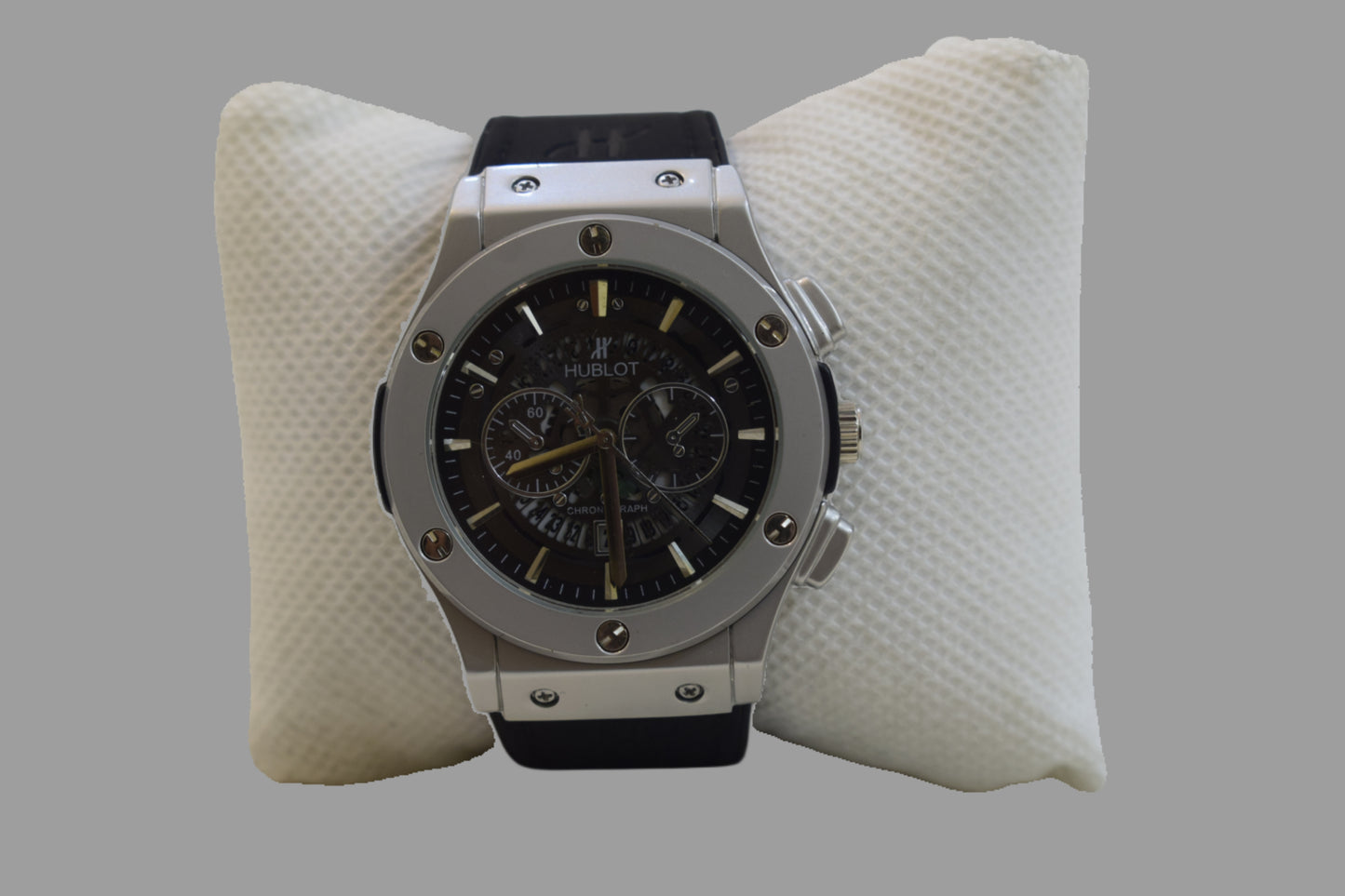 Hublot Big Bang Chronograph – Silver Dial - Black Leather Strap