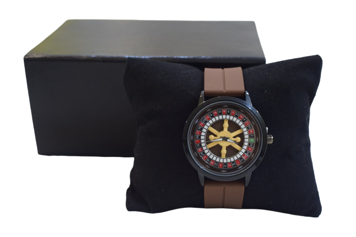 KEGIO Waterproof Roulette Dial Watch – Brown Strap Edition