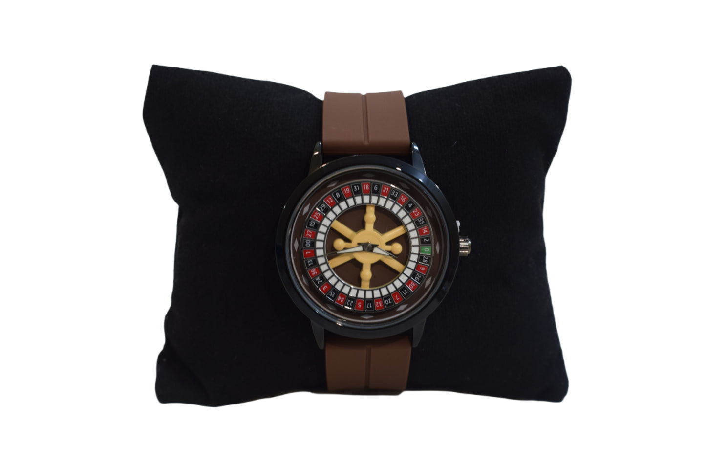 KEGIO Waterproof Roulette Dial Watch – Brown Strap Edition