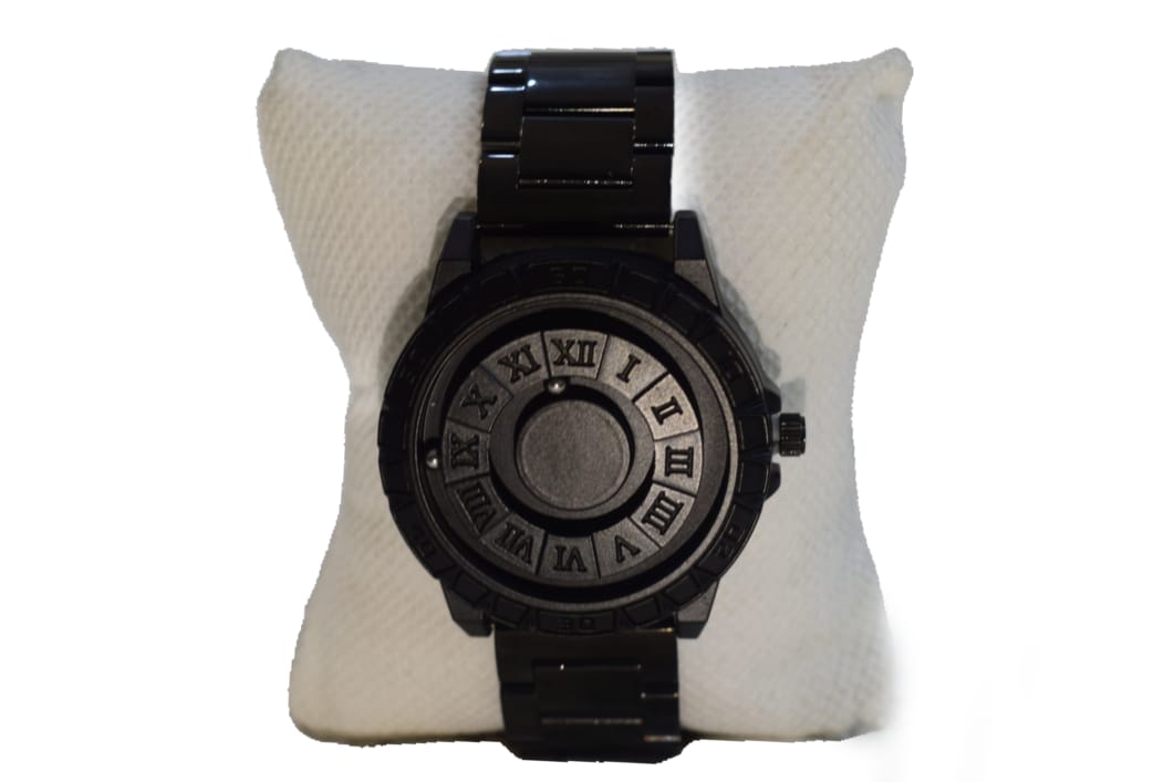 EUTOUR Waterproof Magnetic Ball Men’s Watch – Black Stainless Steel Chain