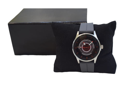 KEGIO Waterproof Spinning Dial Watch – Black & Red Edition