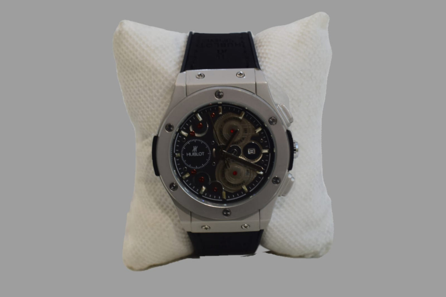Hublot Big Bang Chronograph – Black and silver Dial - Black Leather Strap